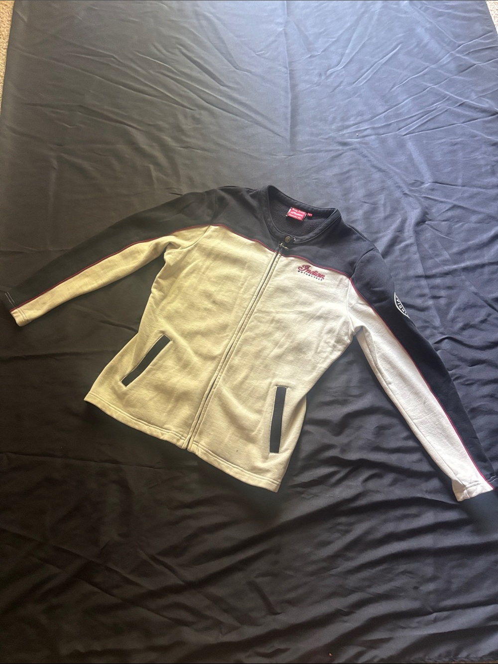 Women's Black and Cream Zip Bomber Jacket - Racing Accent